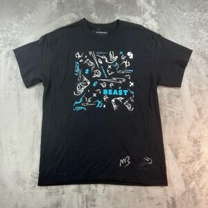 MrBeast Shirt Mens Large Black Beast Money Allover Graphic Logo YouTube Tee